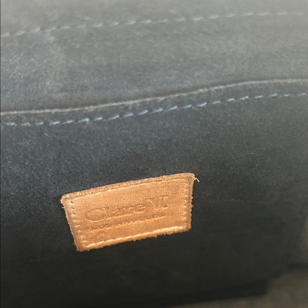Clare V Navy Suede Structured Tote Bag with crossbody Strap - Picture 3 of 6